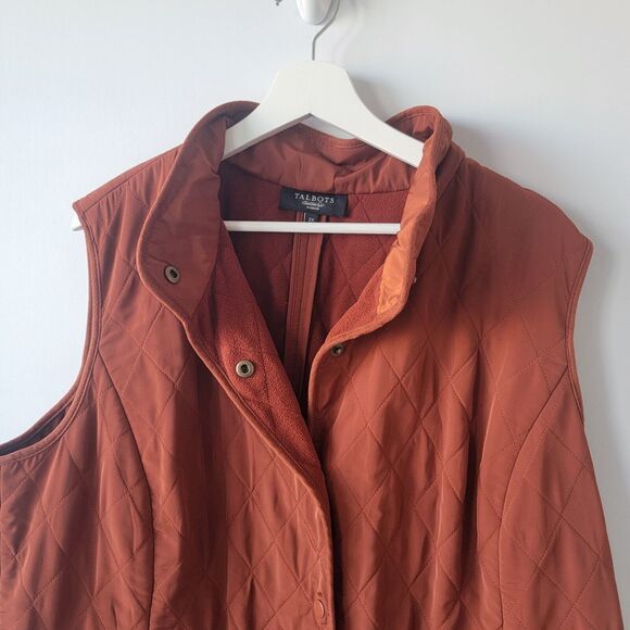 Talbots vest womens size 2x burnt orange rust with snap button front  poketed - Picture 3 of 9